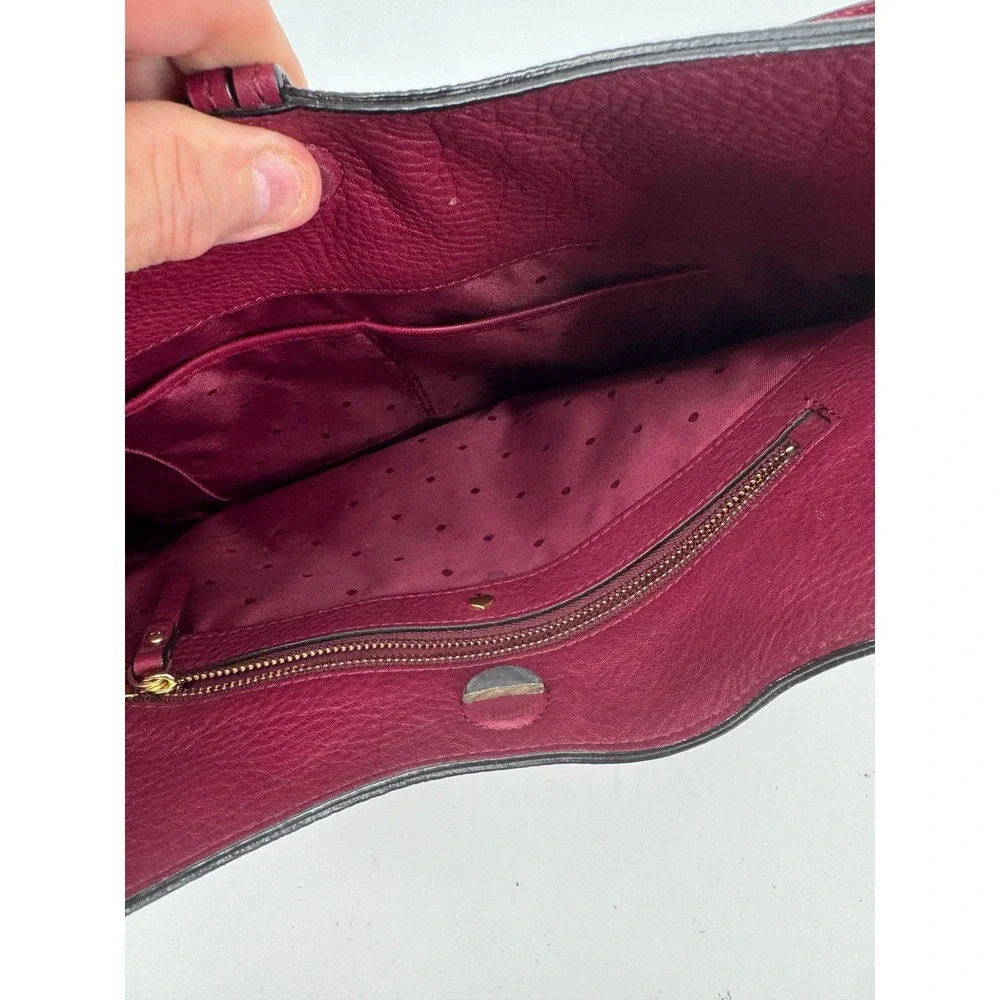 Kate Spade Hobo Bag Women Fuchsia Pebbled Leather Tassel Perforated‎  PXRU5600